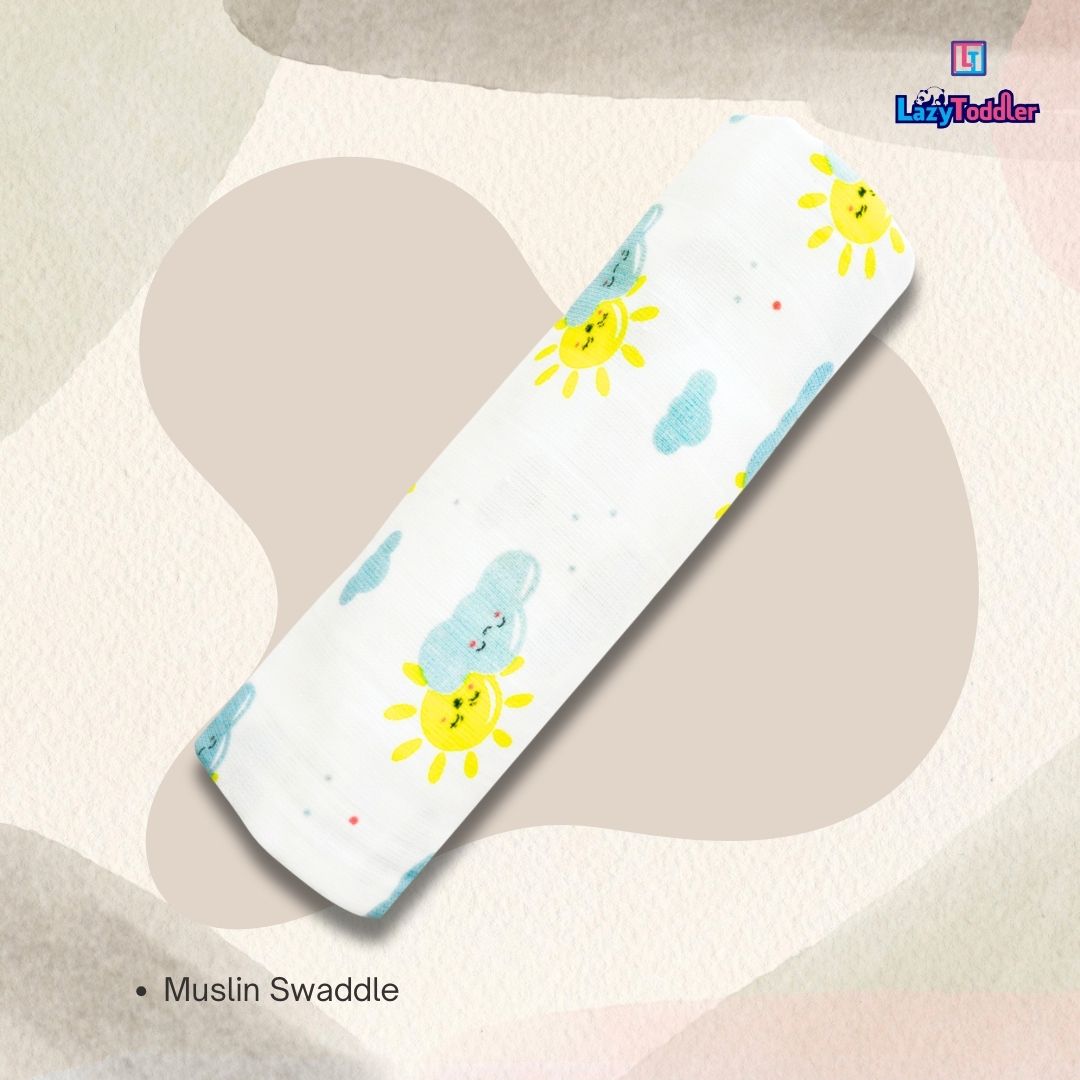 Premium Organic Muslin Cotton Swaddle Single Sun Desgine