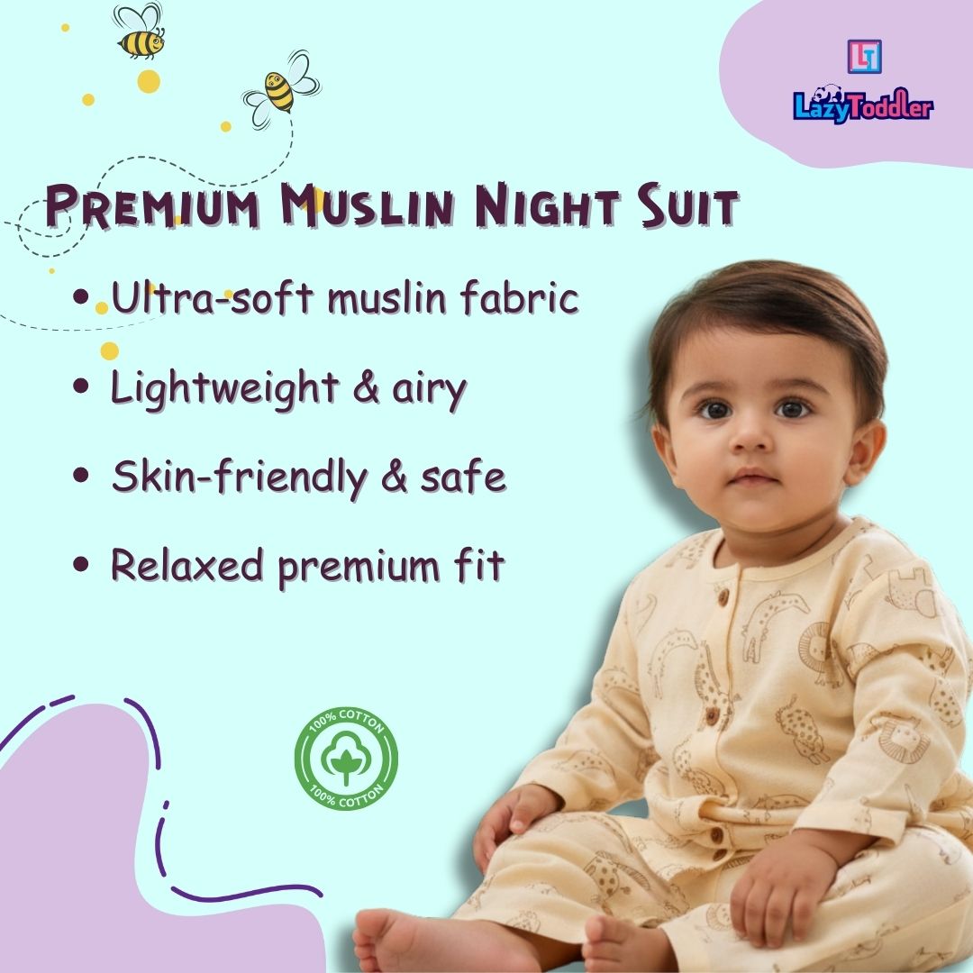 Muslin Premium Co-ord Set Full Shirt and Pant Designer Suit (Animal)