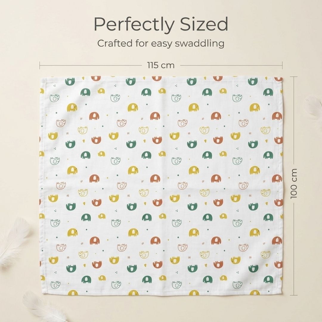 LazyToddler Premium Muslin Baby Swaddle Set of 3 | Multi-Print Design Blankets