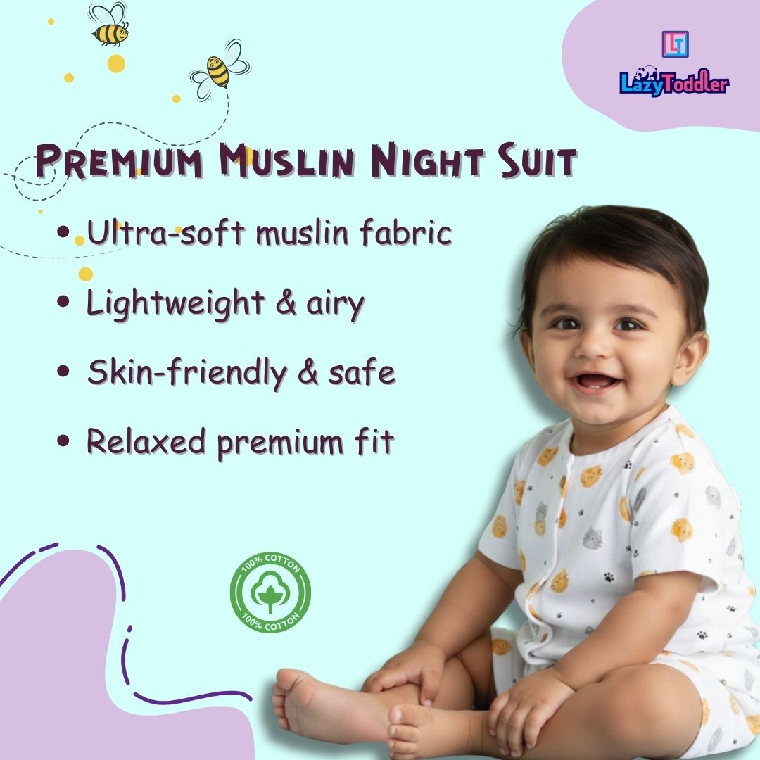 Muslin Premium Co-ord Set Short Sleeve Shirt and Short Designer Suit (Cat)