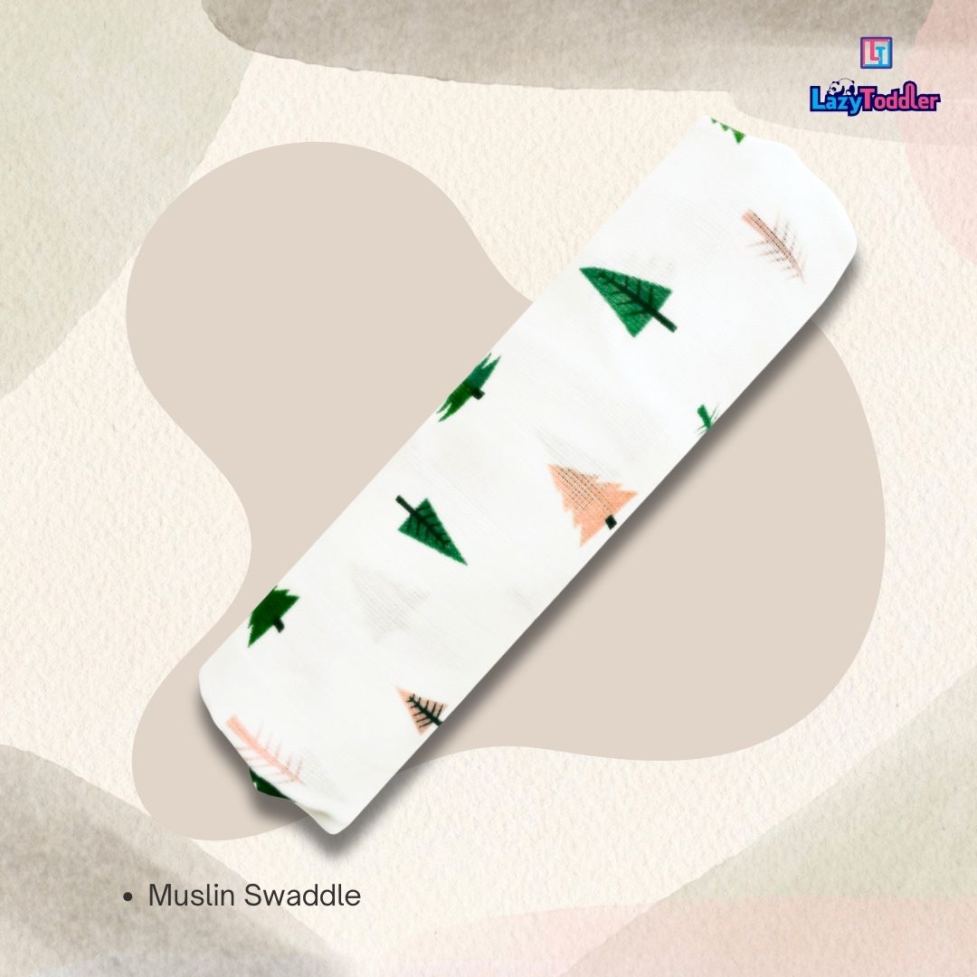 Premium Organic Muslin Cotton Swaddle Single Tree Desgine