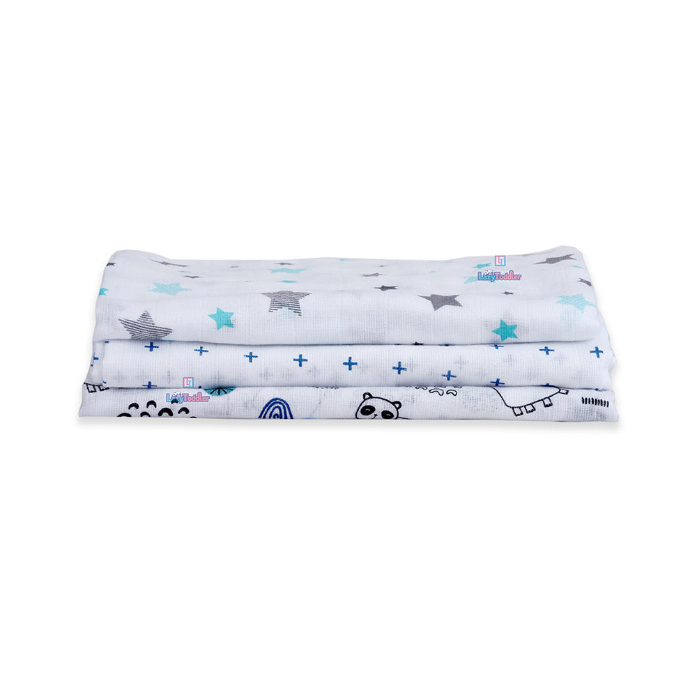 Muslin Swaddle Set of 3 - Blue
