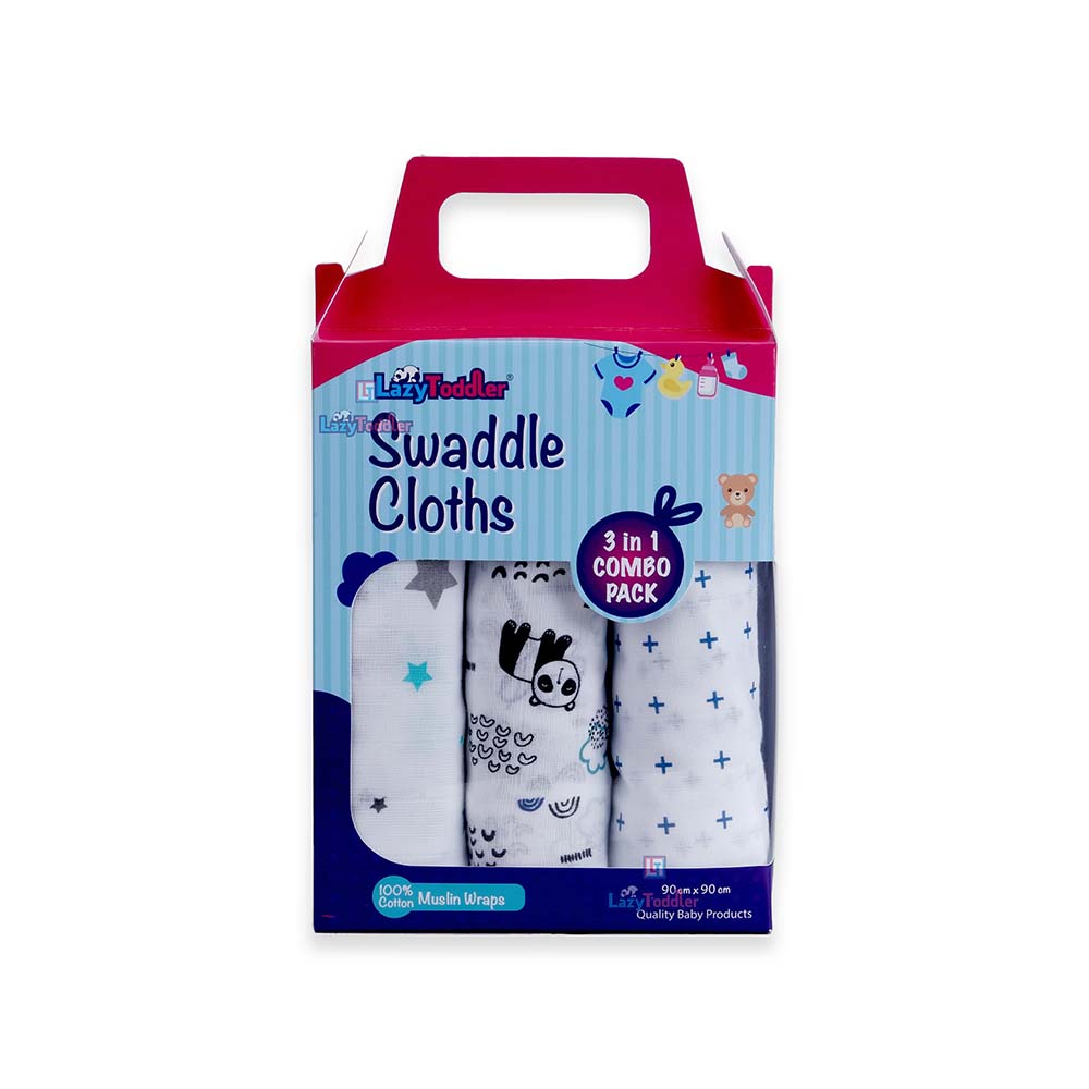Muslin Swaddle Set of 3 - Blue