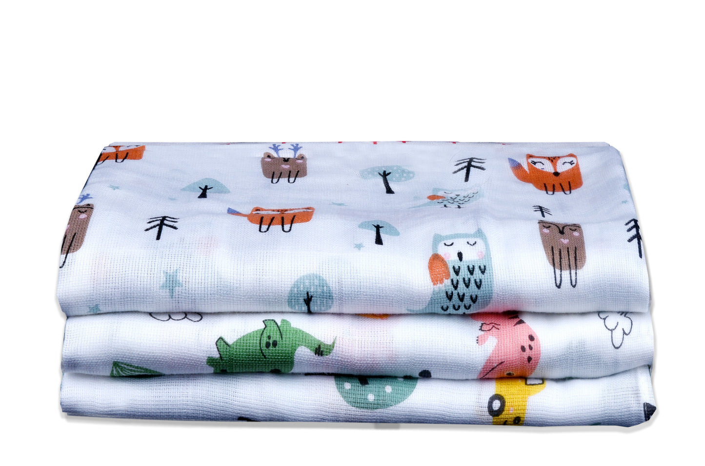 Muslin Swaddle Set of 3 - Car - Dino - Fox