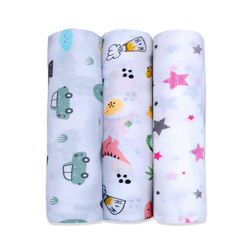 Baby Swaddle Blankets Muslin Swaddle Set Soft and Breathable Swaddles Newborn Essentials Gender-Neutral Swaddle Wrap lazytoddler.com