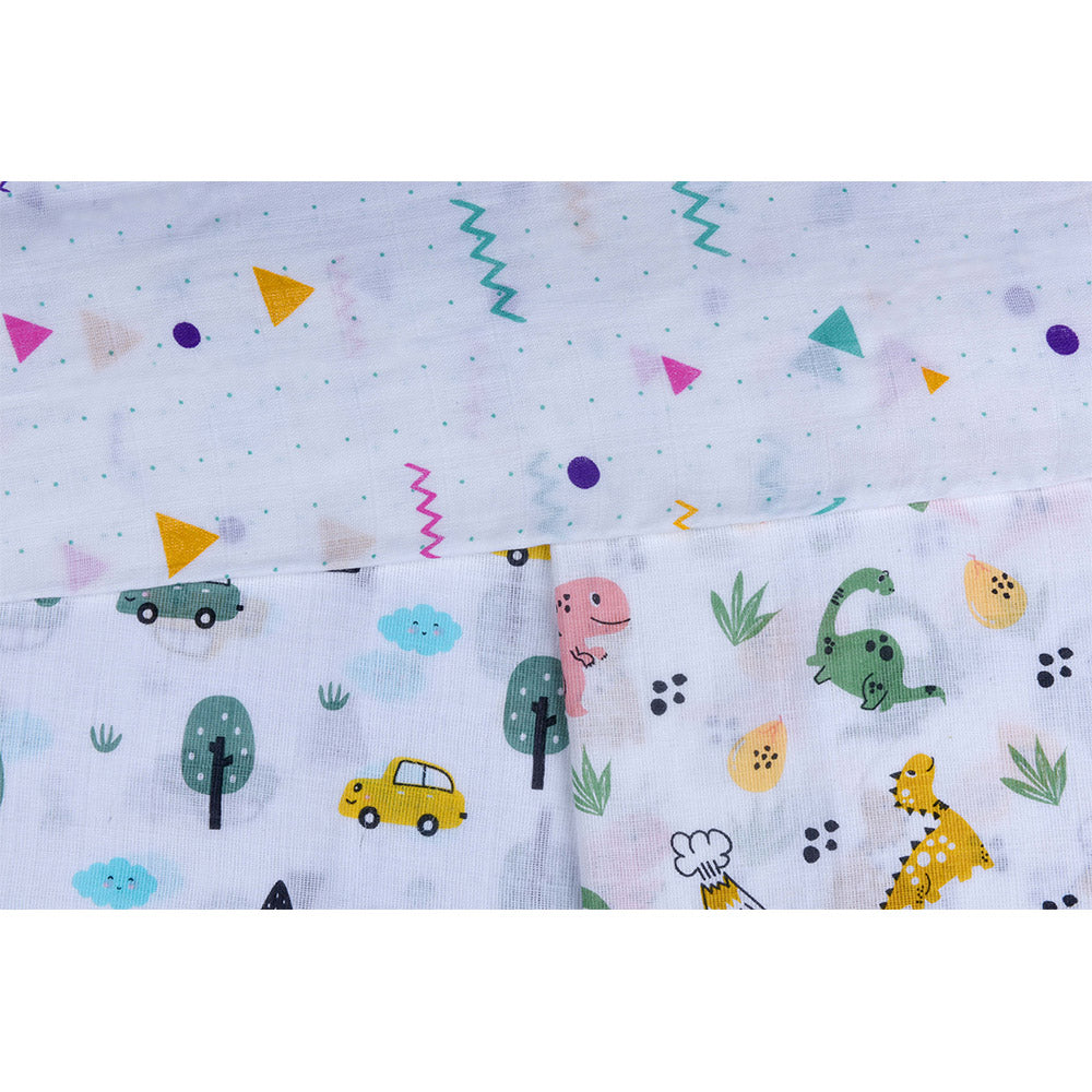 Muslin Swaddle Set of 3 - Car - Dino - Shapes