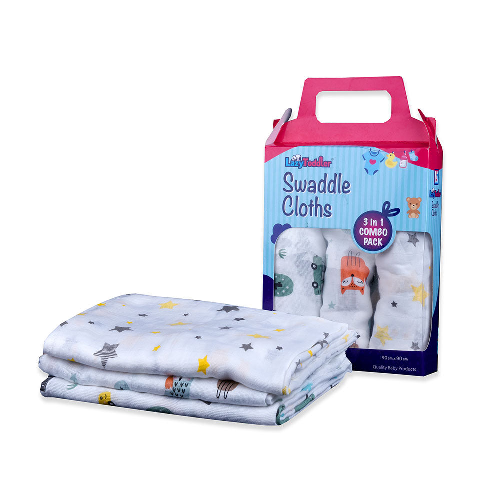 Baby Swaddle Blankets Muslin Swaddle Set Soft and Breathable Swaddles Newborn Essentials Gender-Neutral Swaddle Wrap lazytoddler.com