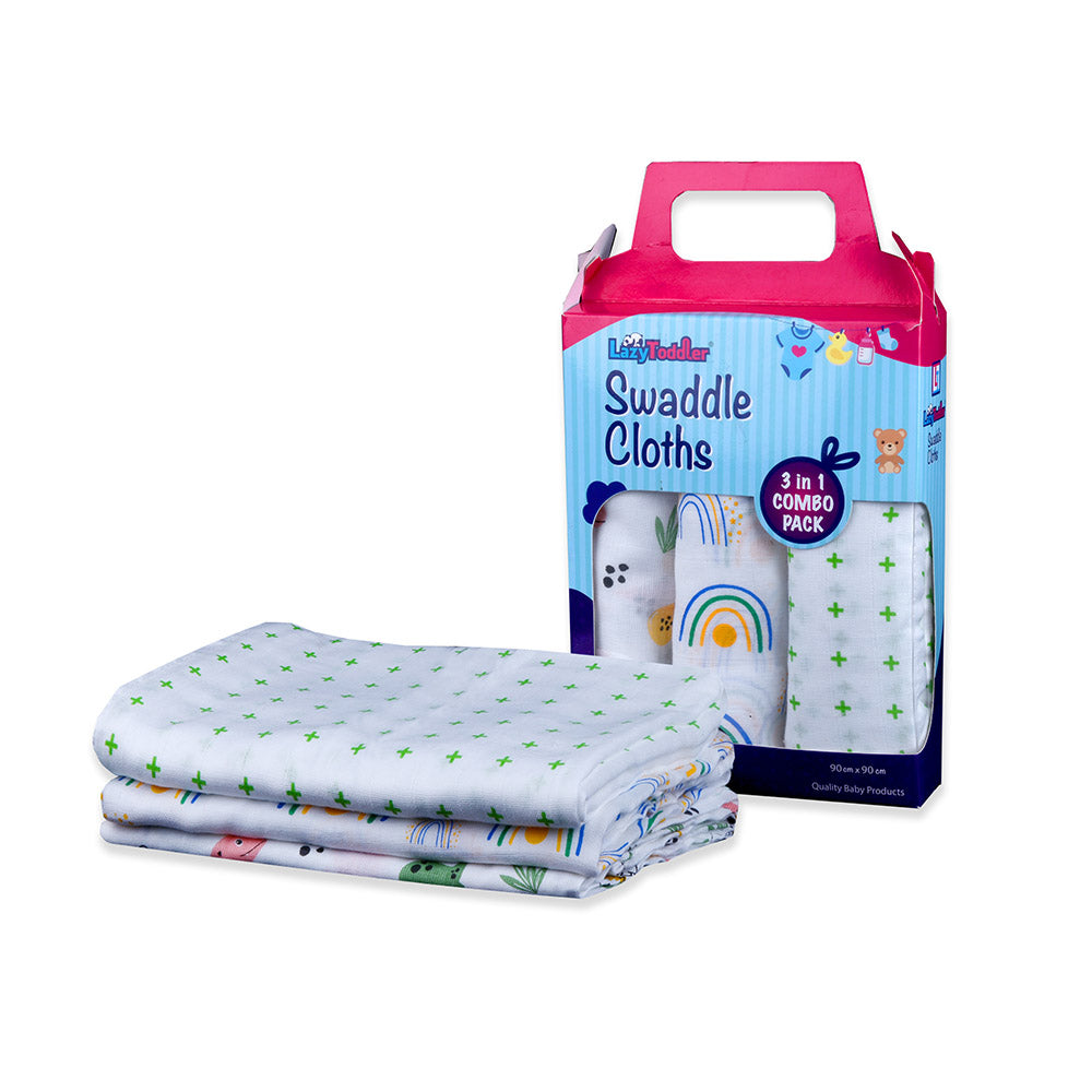 Super soft baby blankets 100% cotton swaddles Cozy infant wraps Gentle baby swaddle cloths triple pack muslin swaddle wraping clothes lazytoddler.com