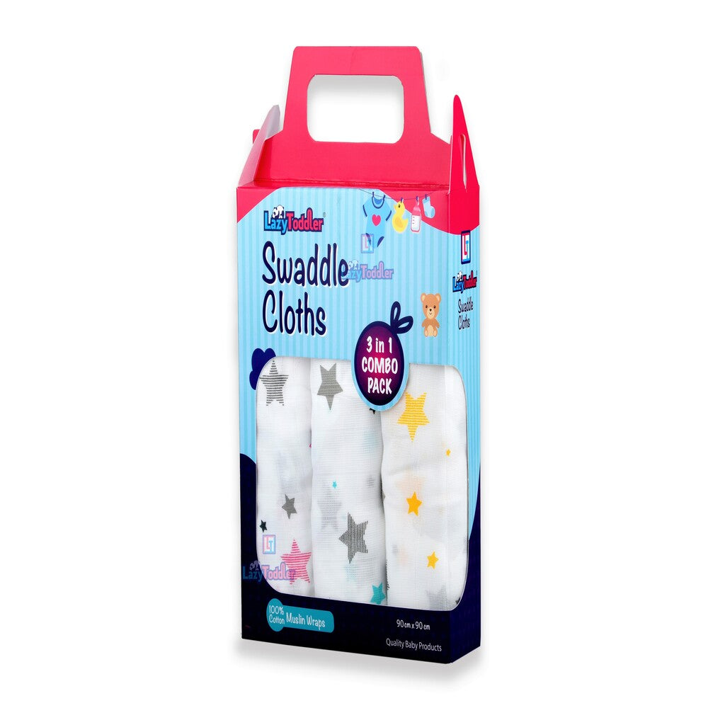 Muslin Swaddle Set of 3 - Multi Star