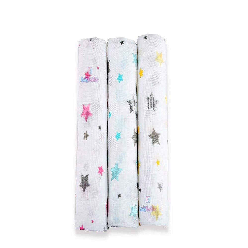 Muslin Swaddle Set of 3 - Multi Star