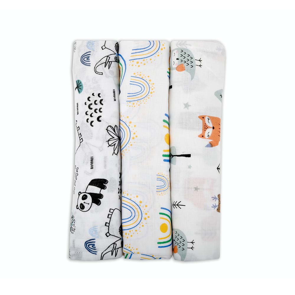 Cotton Muslin Swaddles Snug and Secure Wrapping Cute and Practical Swaddle Trio Gentle on Baby's Skin Versatile Infant Wraps Comfortable Sleeping Environment Easy-to-Use Baby Swaddles Stylish Nursery Essentials