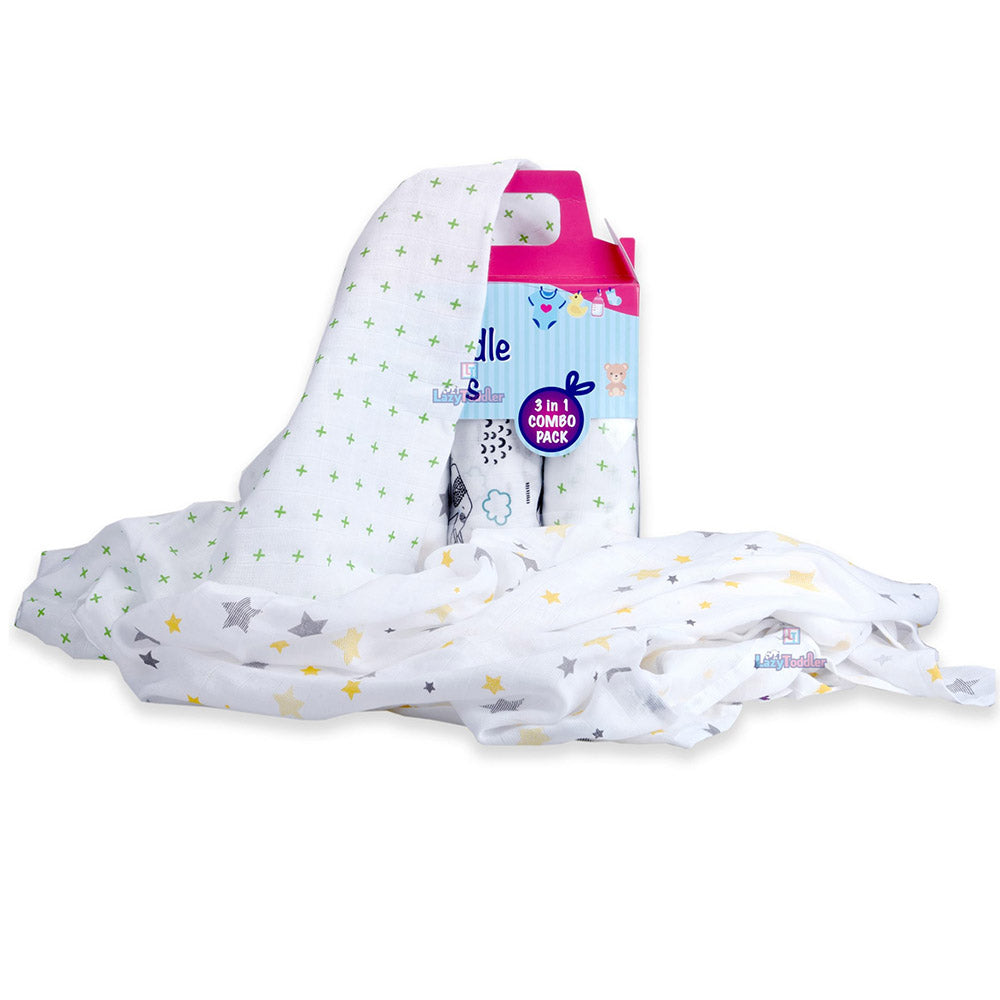 Baby sleep essentials Twin-pack muslin cloths Luxe swaddle blanket pair lazytoddler.com