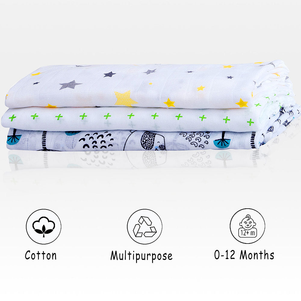 Muslin Swaddle Set of 3 - Yellow & Green