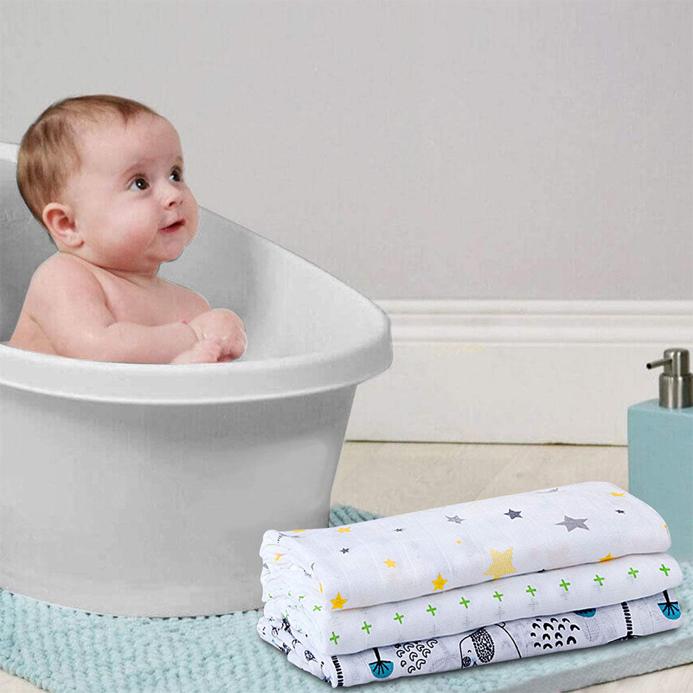 Muslin Swaddle Set of 3 - Yellow & Green