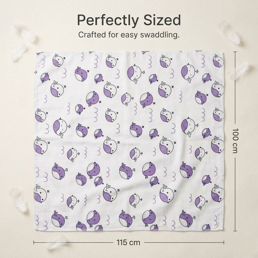 LazyToddler Premium Muslin Baby Swaddle Set of 3 | Multi-Print Design Blankets