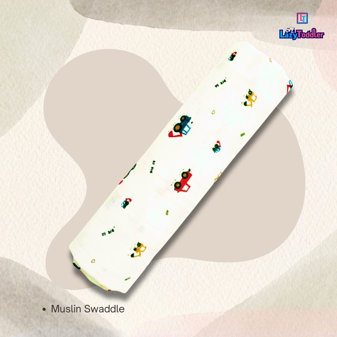Premium Organic Muslin Cotton Swaddle Single Crane Desgine