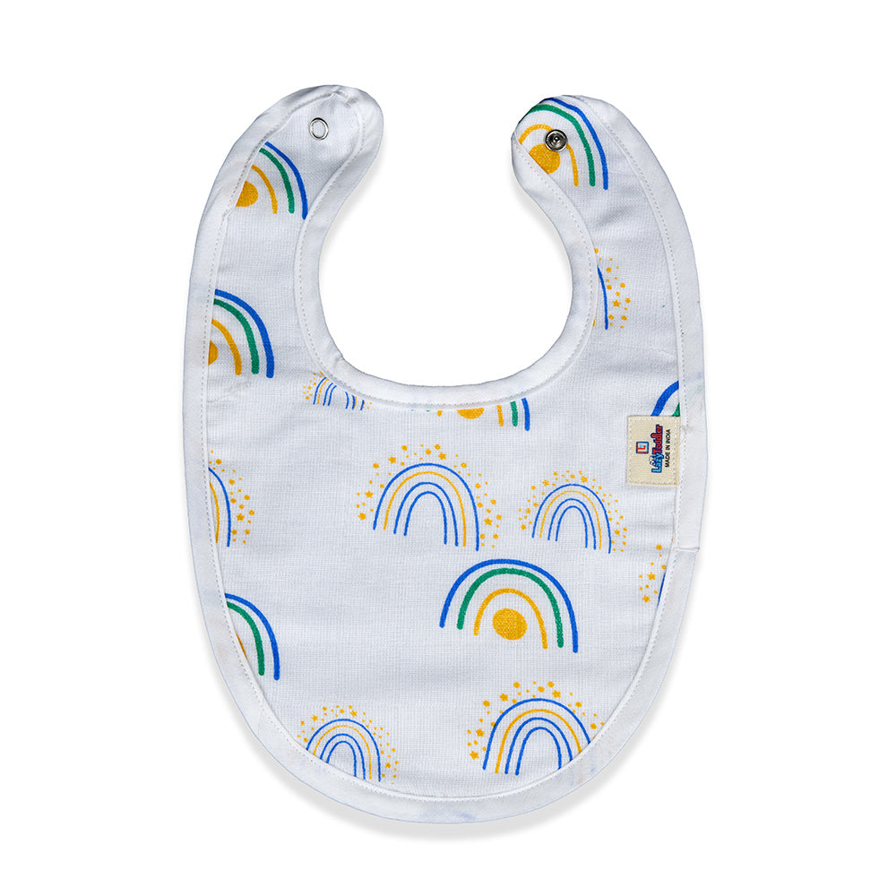 Cotton Muslin Bibs Pack Of 3 - Dino -Yellow Star - Rainbow