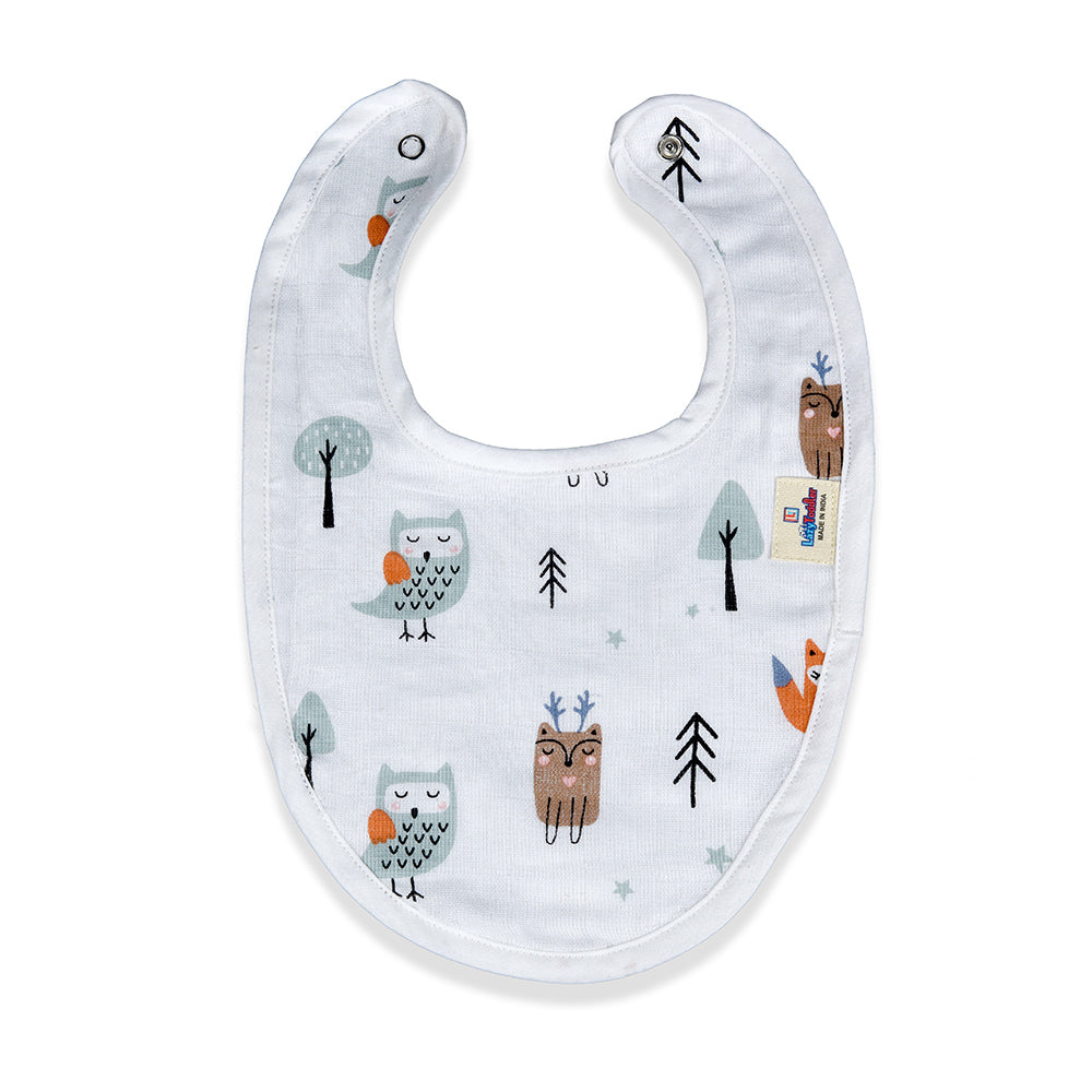 Super-soft muslin fabric, our Bibs are made up of 100% cotton muslin which provides luxuriously soft and cozy comfort while protecting baby's clothes from spilled food or a drink.