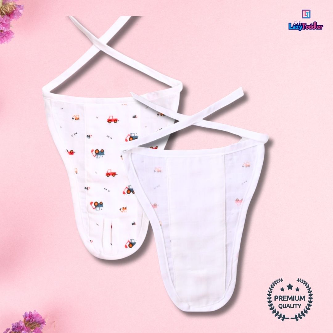 Lazytoddler Muslin Padding Nappy (Crane , Elephant ,Tree)-Pack of 3