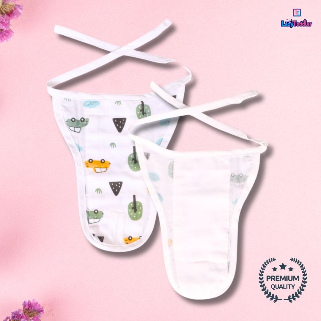 Lazytoddler Muslin Padding Nappy (Dino Green , Tree , Little One)-Pack of 3