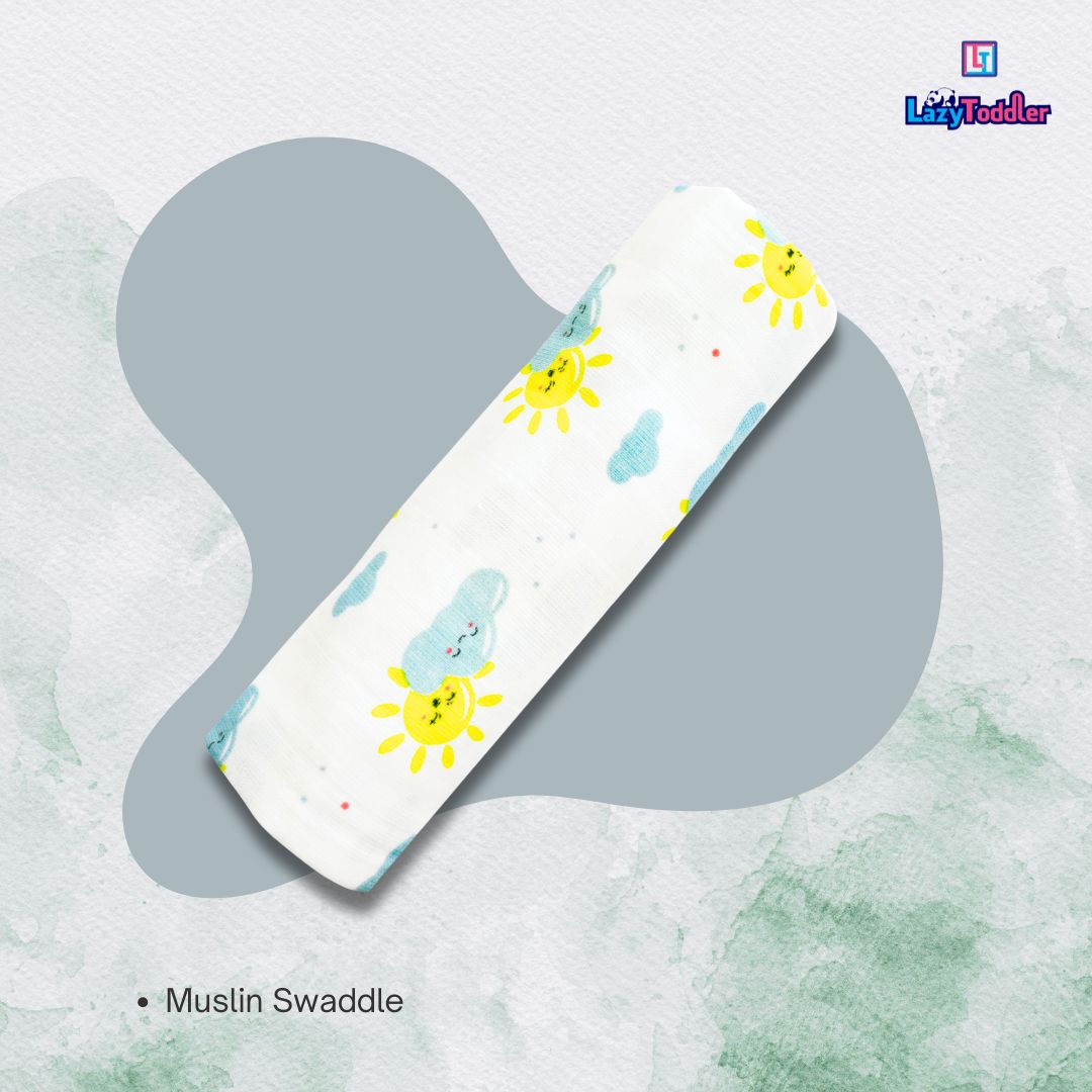 Lazytoddler Muslin Swaddle 100x115 cm Printed Design – Sun