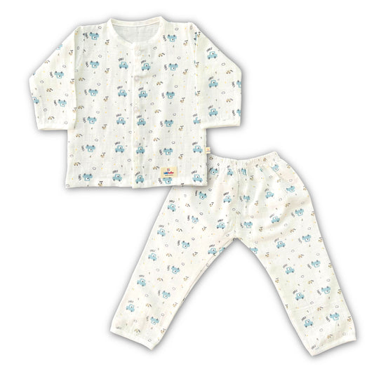 Blue Car Design Pant and Shirt Set for Babies