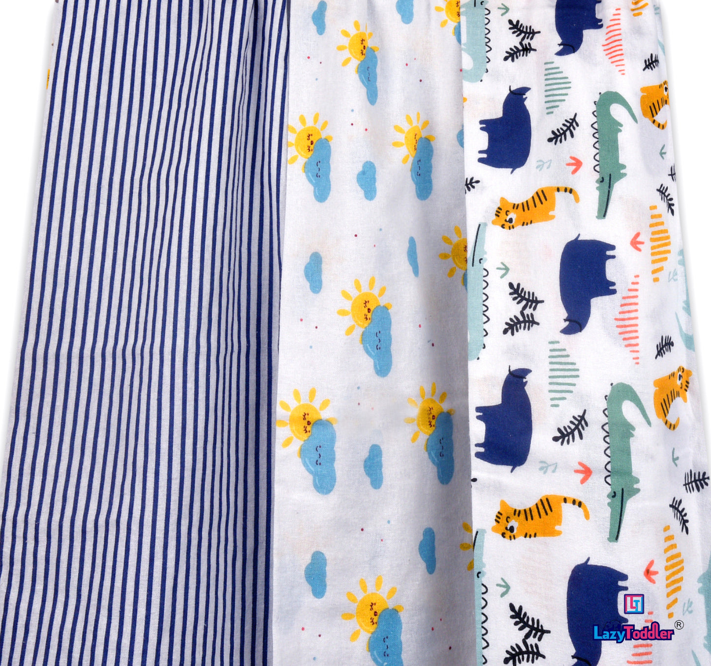 Flannel Swaddle Set of 3 - Blue Line - Rhino - Sun