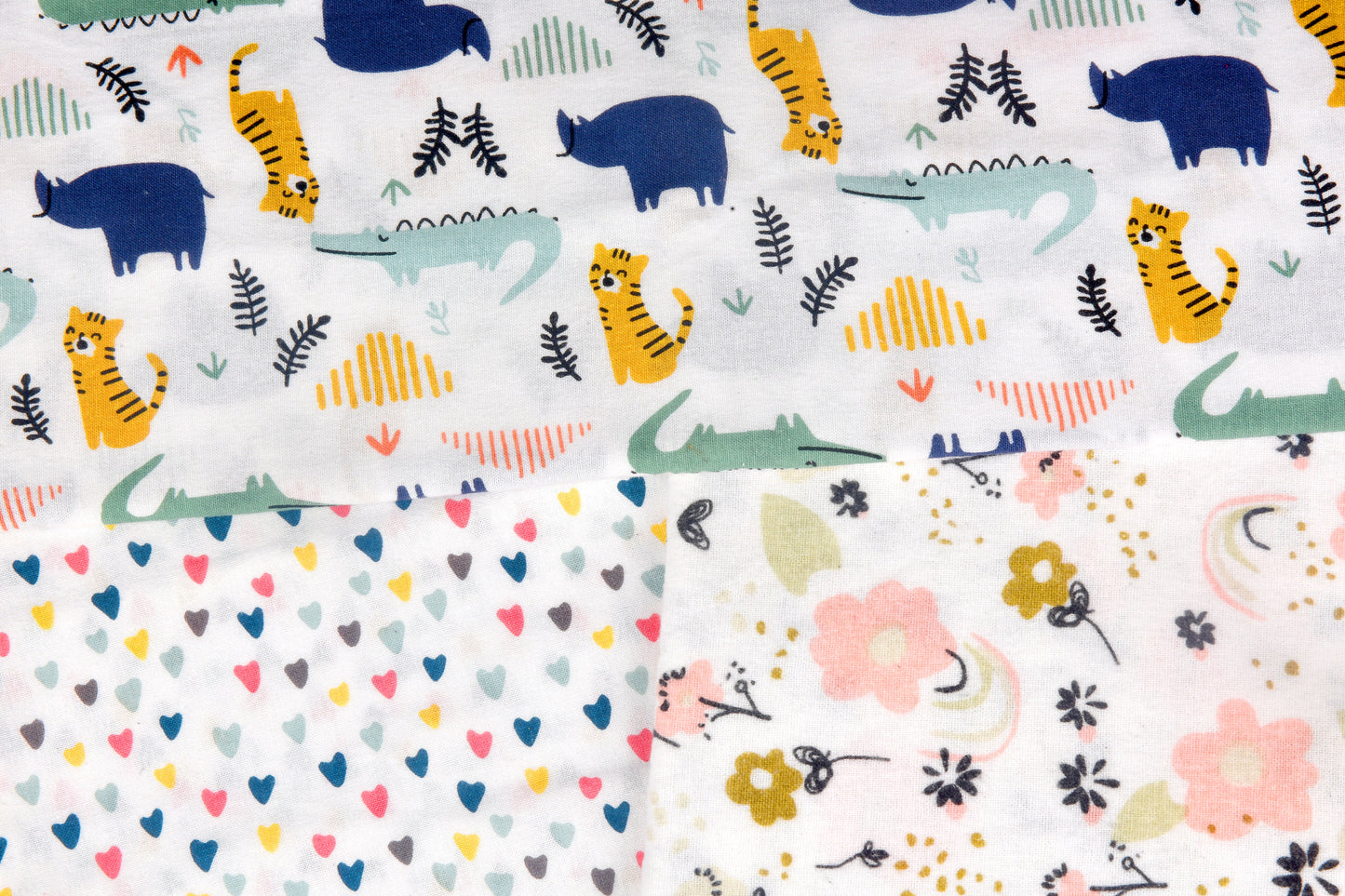 Flannel Swaddle Set of 3 - Heart - Flower - Rhino