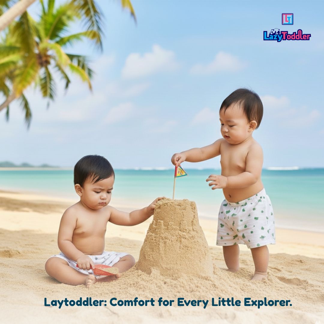 LazyToddler Summer Essential Pack of 3 Pure Muslin Cotton Shorts for Toddlers Infants