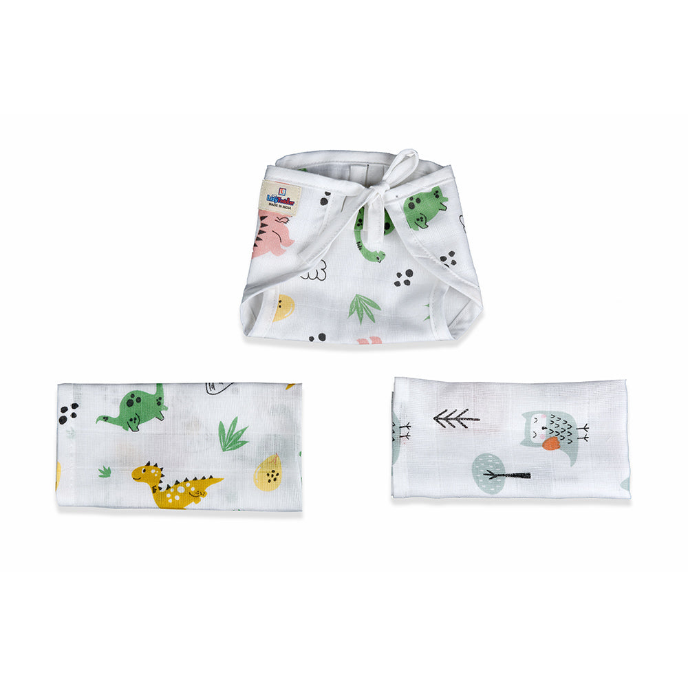 Muslin Swaddle Blanket Muslin Jhabla (Top) Muslin Nappy (Diaper) Muslin Bibs Muslin Wash Cloth Five-Piece Baby Set Nursery Essential