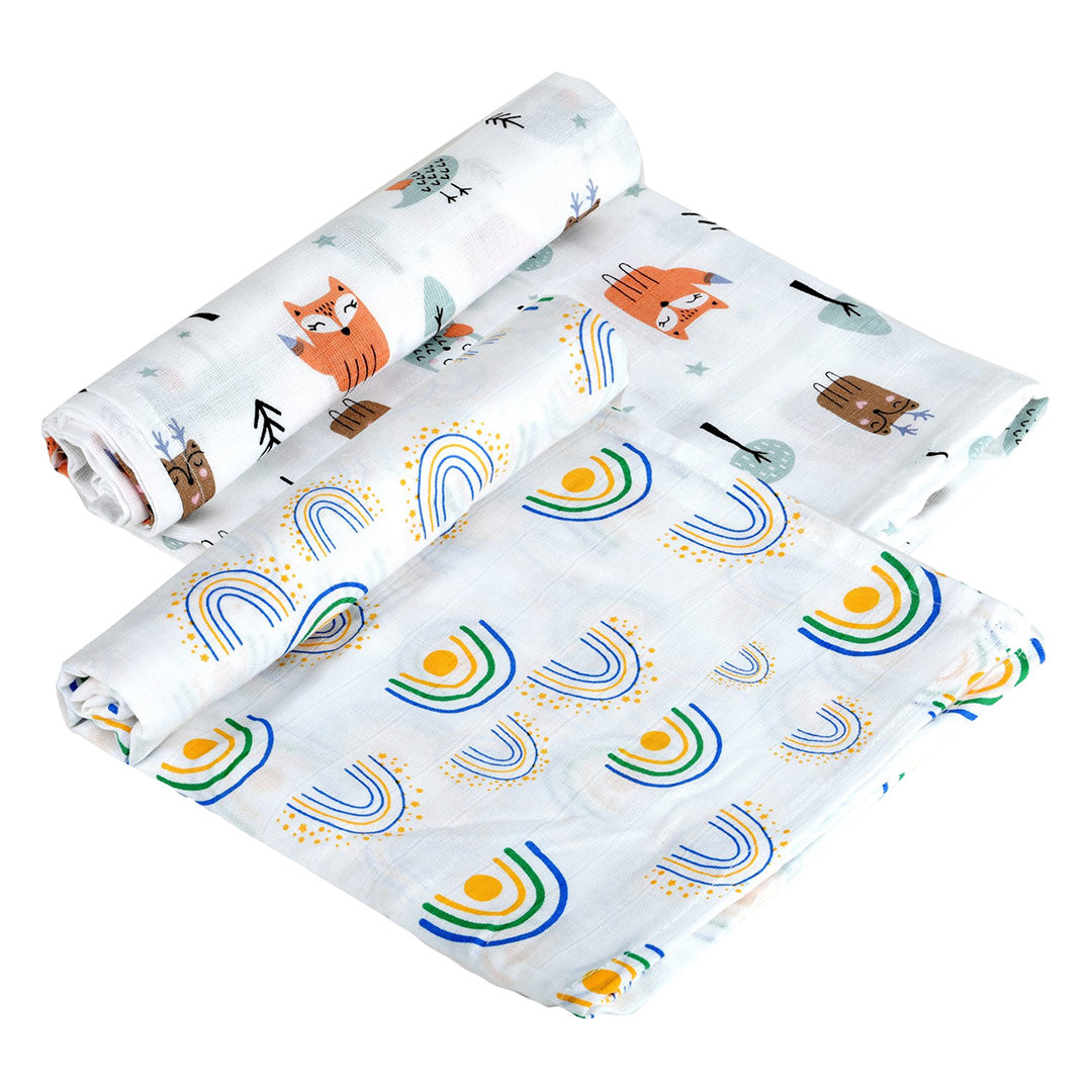 Super soft baby blankets 100% cotton swaddles Cozy infant wraps Gentle baby swaddle cloths Dual pack muslin blankets