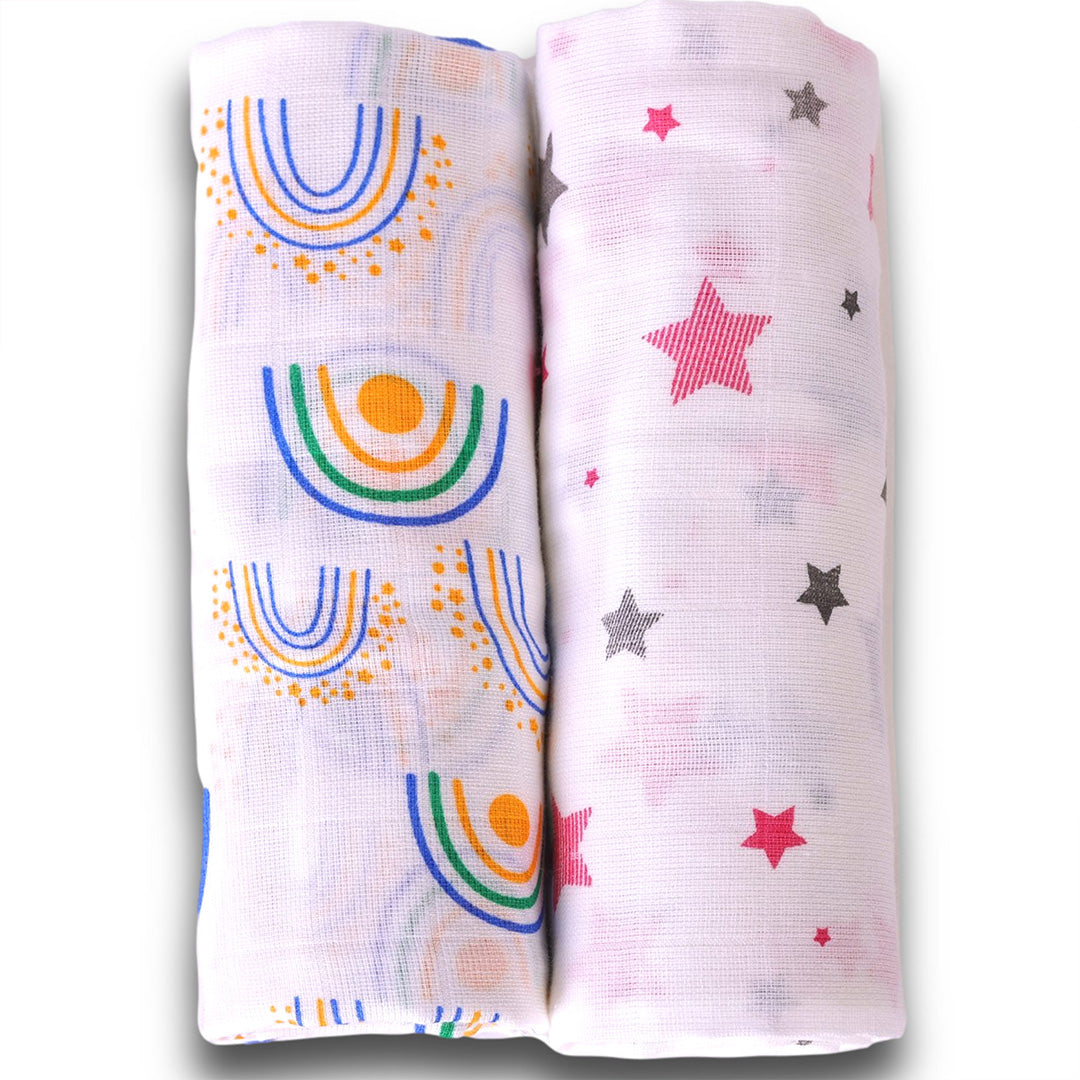 Cotton comfort for infants Baby sleep essentials Twin-pack muslin cloths Luxe swaddle blanket pair lazytoddler.com