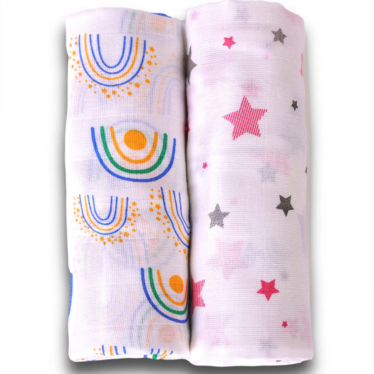 Cotton comfort for infants Baby sleep essentials Twin-pack muslin cloths Luxe swaddle blanket pair lazytoddler.com