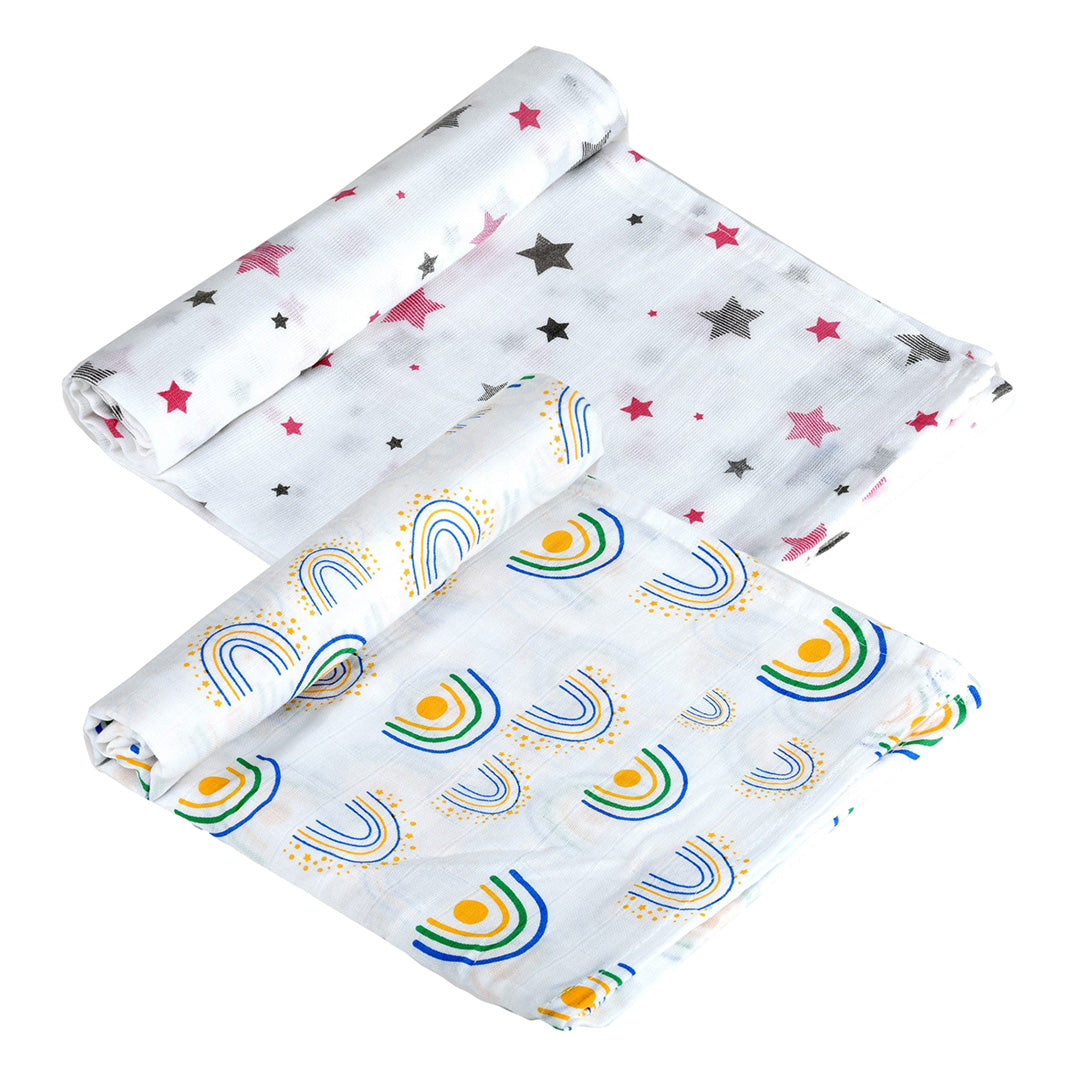 Super soft baby blankets 100% cotton swaddles Cozy infant wraps Gentle baby swaddle cloths Dual pack muslin blankets lazytoddler