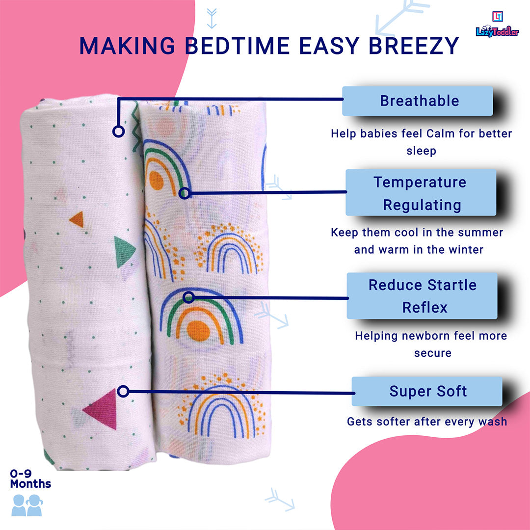 Cotton comfort for infants Baby sleep essentials Twin-pack muslin cloths Luxe swaddle blanket pair lazytoddler.com