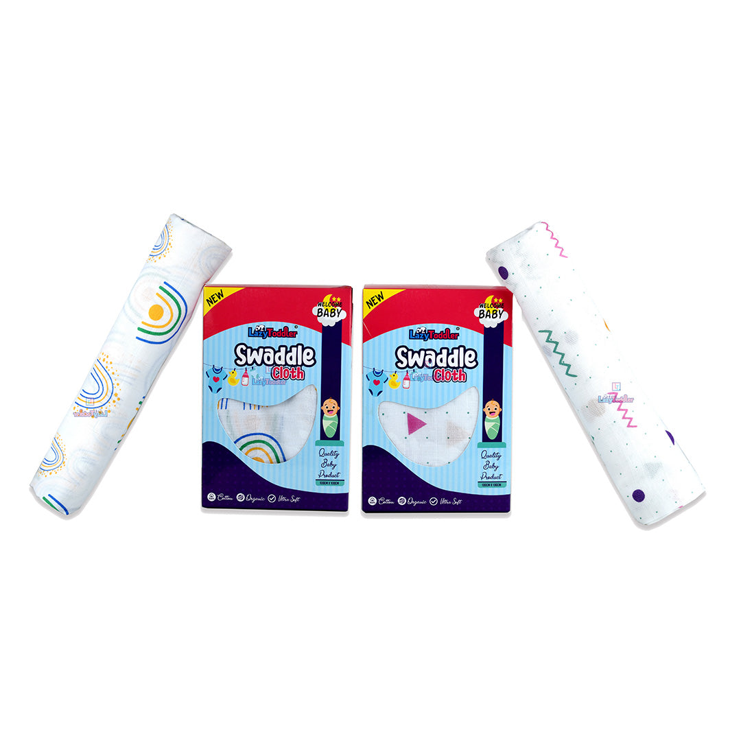 Cotton comfort for infants Baby sleep essentials Twin-pack muslin cloths Luxe swaddle blanket pair lazytoddler.com