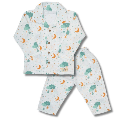 Premium Muslin Western Collar Co-ord Set (Cloud)  Full Shirt & Pant