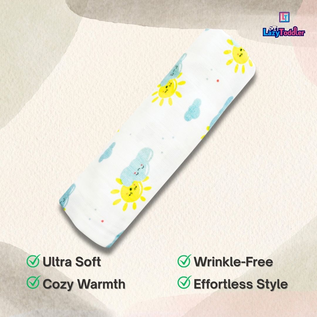 Premium Organic Muslin Cotton Swaddle Single Sun Desgine