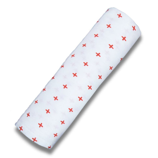 Premium Organic Muslin Cotton Swaddle Single Red Plus Desgine