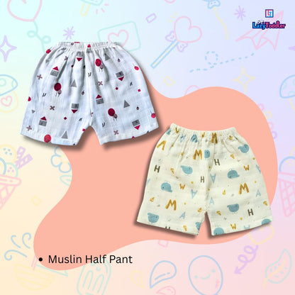 LazyToddler Summer Essential Pack of 3 Pure Muslin Cotton Shorts for Toddlers Infants