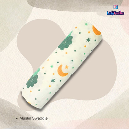 Premium Organic Muslin Cotton Swaddle Single Cloud Desgine