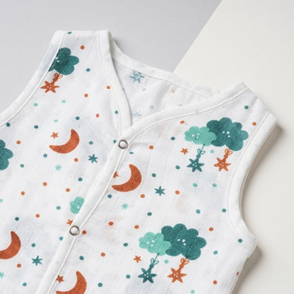 Premium Muslin Printed Push-Button Jhabla Pack of 4 - Mix Print