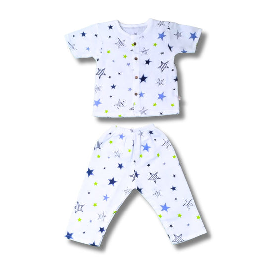 LazyToddler Muslin Half Shirt and Full Pant Set (New Star)