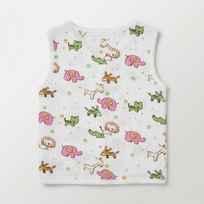 Premium Muslin Printed Push-Button Jhabla Pack of 8 - Mix Print