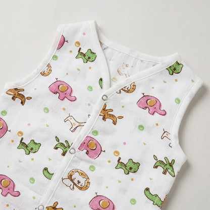 Premium Muslin Printed Push-Button Jhabla Pack of 8 - Mix Print