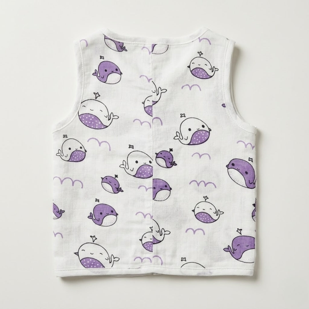 Premium Muslin Printed Push-Button Jhabla Pack of 8 - Mix Print