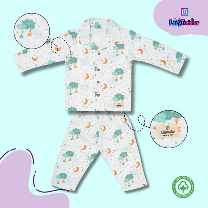 Premium Muslin Western Collar Co-ord Set (Cloud)  Full Shirt & Pant