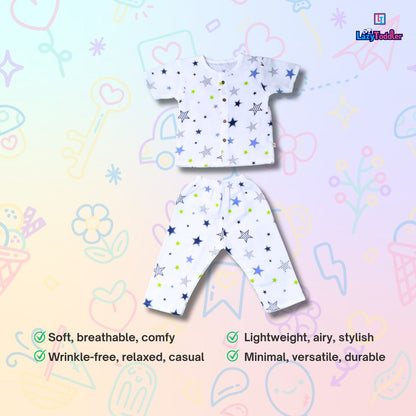 LazyToddler Muslin Half Shirt and Full Pant Set (New Star)