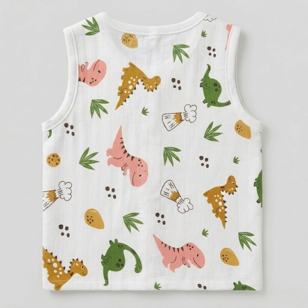 Premium Muslin Printed Push-Button Jhabla Pack of 8 - Mix Print