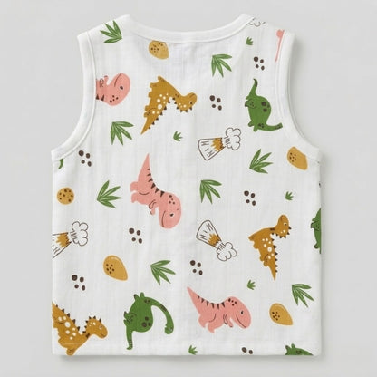 Premium Muslin Printed Push-Button Jhabla Pack of 8 - Mix Print